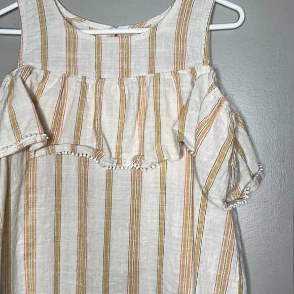 Maurices yellow stripe cold shoulder blouse medium - Picture 6 of 10